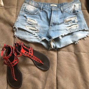 Red halogen gladiator sandal